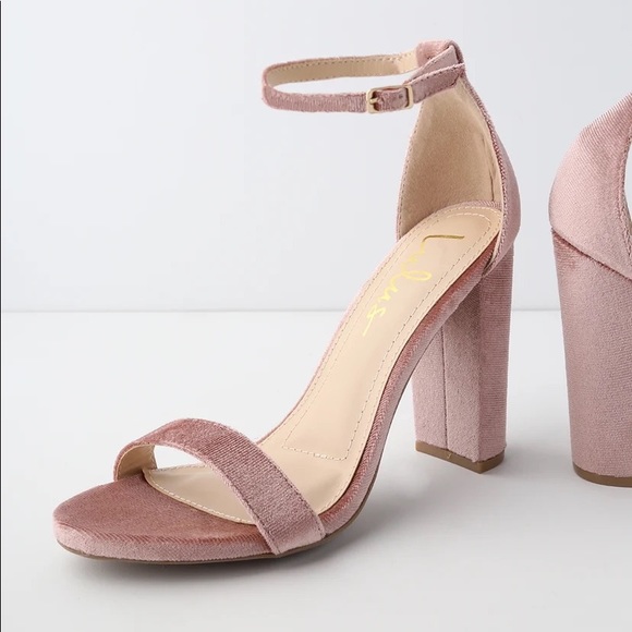 Lulus Taylor Mauve Velvet Ankle Strap Heels size 8.5 - Picture 3 of 11